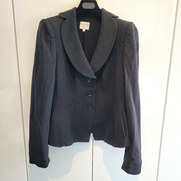 Armani Collezioni Black Wool Blazer Size 12 - Picture 1 of 9